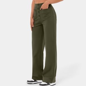 Stretchy High Waist Wide Leg Pants
